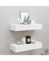 Étagères à tiroirs murales 2 pcs Blanc 60x23,5x10 cm MDF | Mobilier & Déco