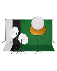Kit de studio photo avec éclairage toile de fond et réflecteur | Mobilier & Déco