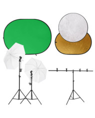 Kit de studio photo avec éclairage écran de fond et réflecteur | Mobilier & Déco