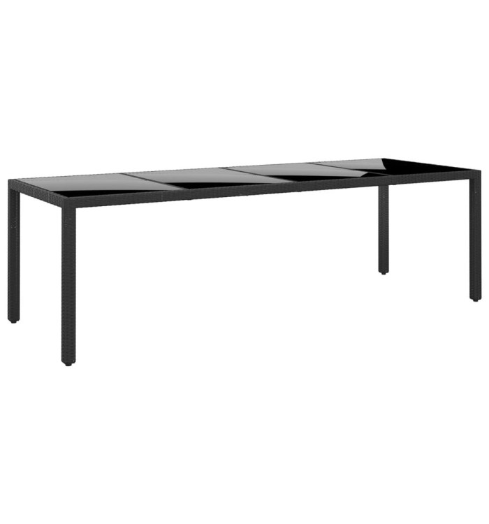 Table de jardin 250x100x75 cm Verre trempé et Résine tressée | Mobilier & Déco