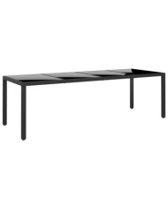 Table de jardin 250x100x75 cm Verre trempé et Résine tressée | Mobilier & Déco