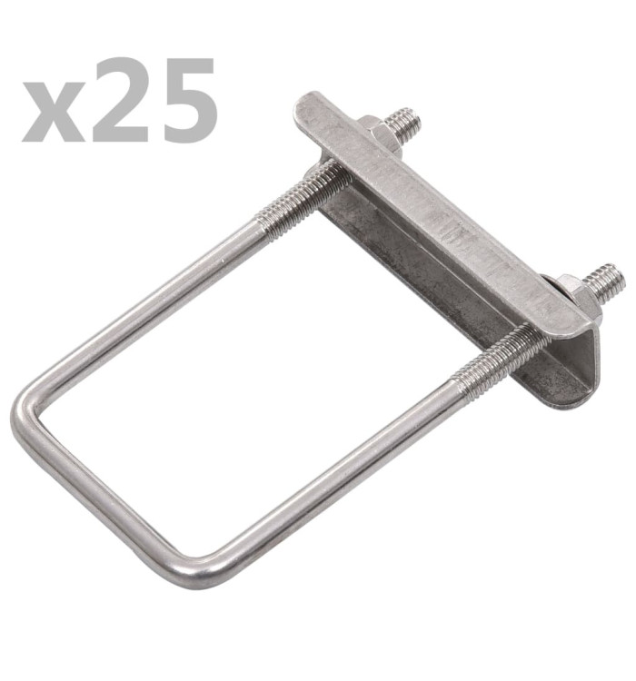 Ensemble de 25 connecteurs en U pour poteau de clôture 60x40 mm | Mobilier & Déco