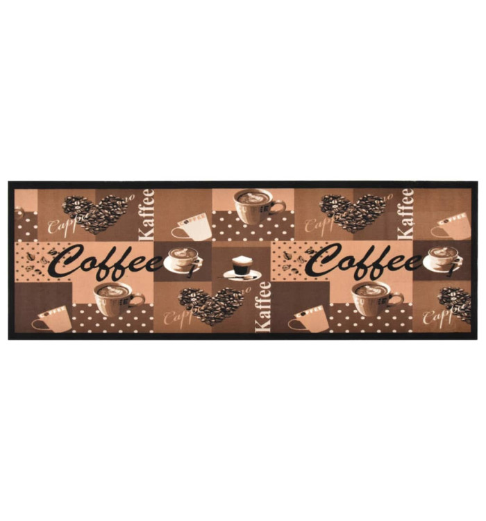 Tapis de cuisine lavable Marron café 60x300 cm | Mobilier & Déco
