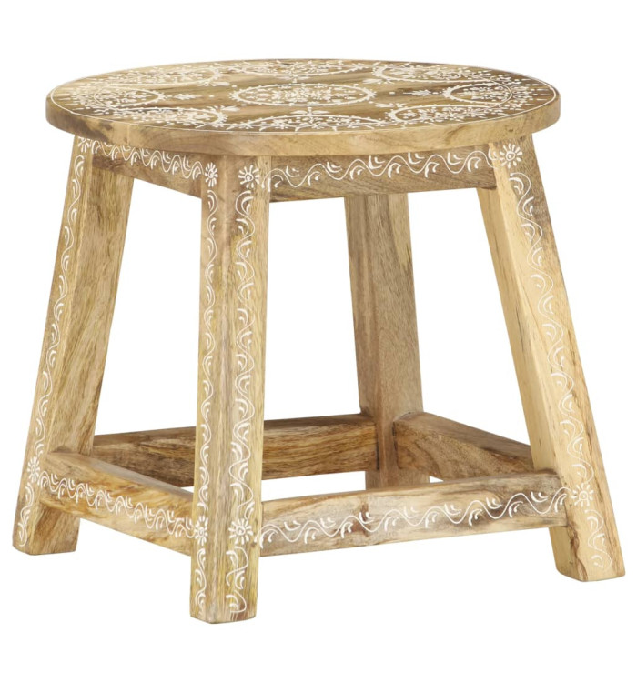 Tabouret peint à la main 38x38x35 cm Bois de manguier solide | Mobilier & Déco