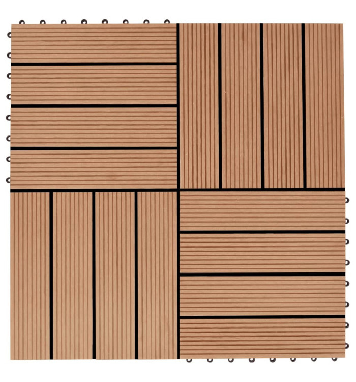 Carreaux de terrasse 22 pcs 30 x 30 cm 2 m² WPC Teck | Mobilier & Déco