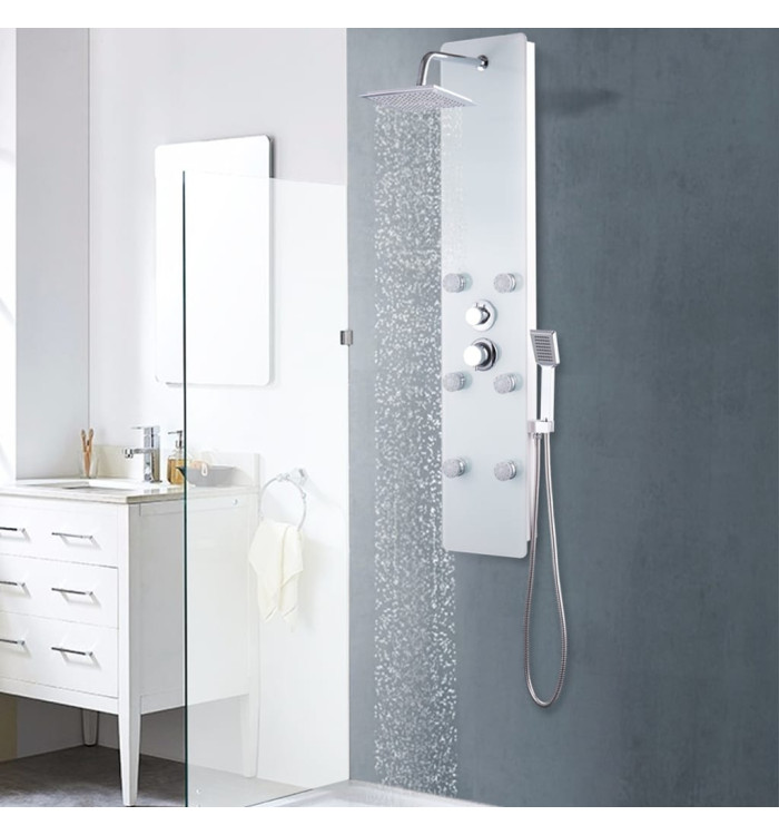 Panneau de douche Verre 25 x 44,6 x 130 cm Blanc | Mobilier & Déco