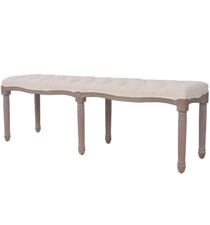 Banc Lin Bois massif 150 x 40 x 48 cm Blanc crème | Mobilier & Déco