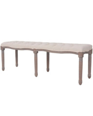 Banc Lin Bois massif 150 x 40 x 48 cm Blanc crème | Mobilier & Déco