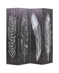Cloison de séparation pliable 160 x 170 cm Plumes Noir et blanc | Mobilier & Déco