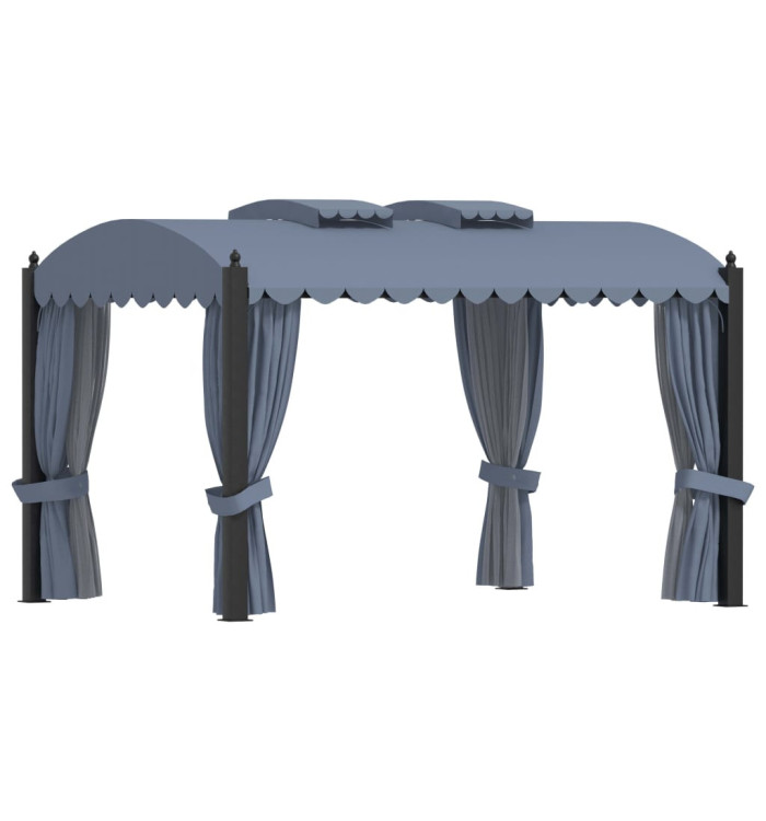 Tonnelle avec rideaux 3x4 m Anthracite Acier | Mobilier & Déco