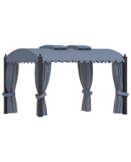 Tonnelle avec rideaux 3x4 m Anthracite Acier | Mobilier & Déco