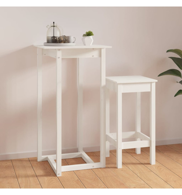 Table de bar Blanc 60x60x110 cm Bois massif de pin | Mobilier & Déco