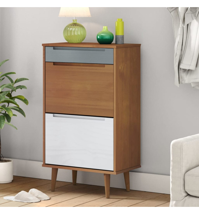 Armoire à chaussures MOLDE Marron 59,5x35x103 cm Bois de pin | Mobilier & Déco