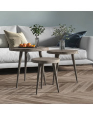 Ensemble de tables d'appoint 3 pcs Gris MDF et fer | Mobilier & Déco