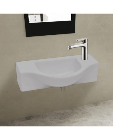 Vasque à trou pour robinet céramique Blanc pour salle de bain | Mobilier & Déco