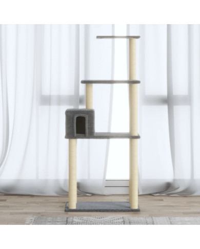 Arbre à chat avec griffoirs en sisal Gris clair 147 cm | Mobilier & Déco