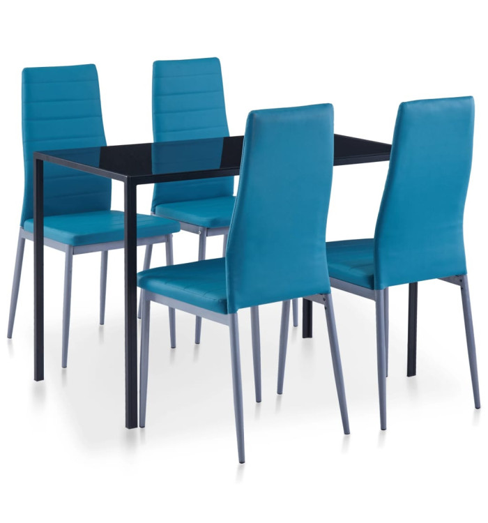 Ensemble de salle à manger 5 pcs Bleu | Mobilier & Déco