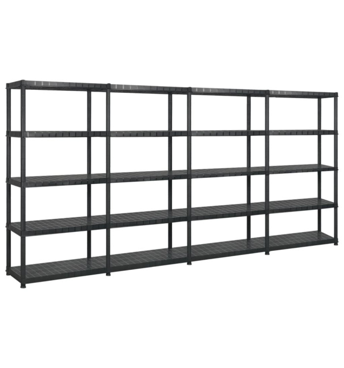Étagère de rangement à 5 niveaux Noir 340x40x185 cm Plastique | Mobilier & Déco