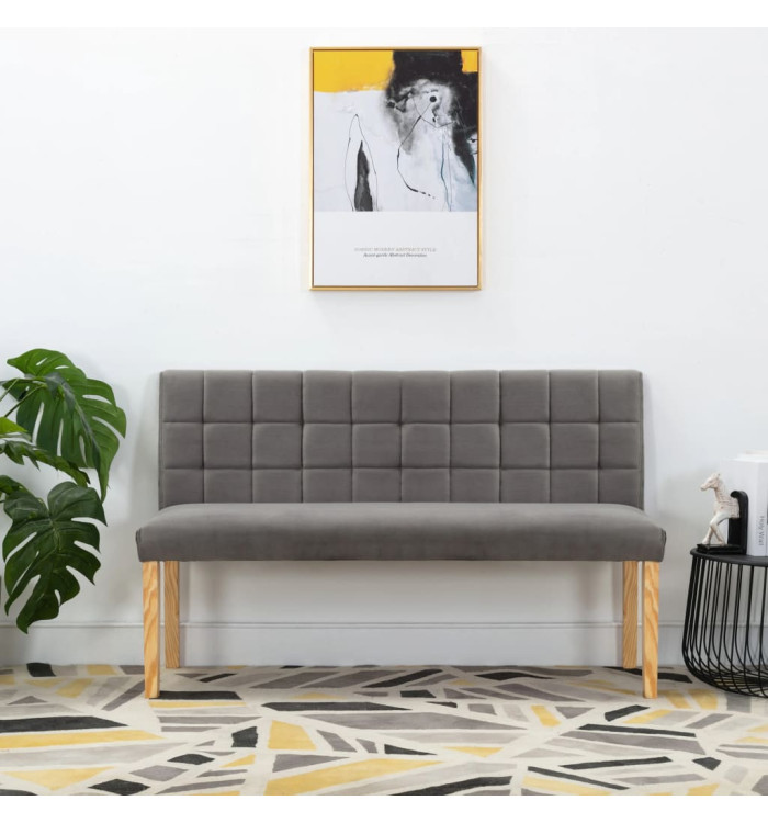 Banc 140 cm Gris Velours | Mobilier & Déco