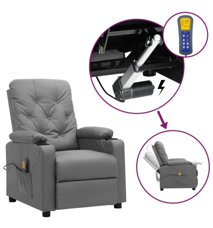 Fauteuil de massage Gris Similicuir | Mobilier & Déco