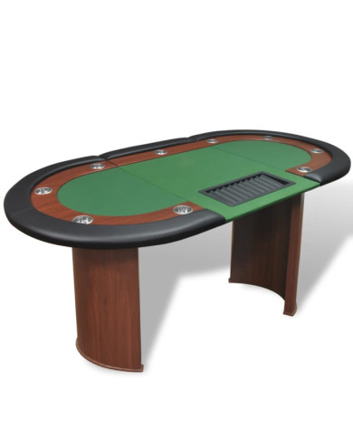 Table de poker pour 10 joueurs avec espace de croupier Vert | Mobilier & Déco