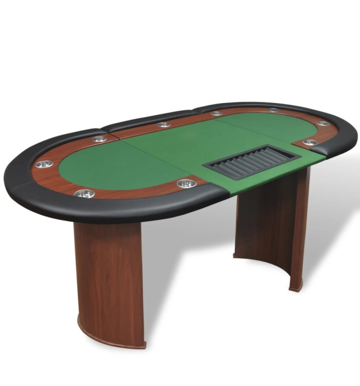 Table de poker pour 10 joueurs avec espace de croupier Vert | Mobilier & Déco
