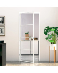 Porte d'intérieur Blanc 83x201,5 cm Trempé verre aluminium fin | Mobilier & Déco