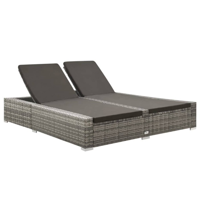Chaise longue double Résine tressée Gris | Mobilier & Déco