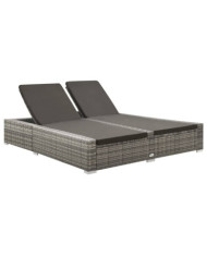 Chaise longue double Résine tressée Gris | Mobilier & Déco