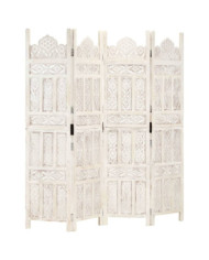 Cloison de séparation 4 panneaux Blanc 160x165 cm Bois manguier | Mobilier & Déco