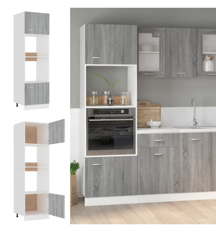 Armoire à micro-ondes "Lyon" Sonoma gris 60x57x207 cm | Mobilier & Déco