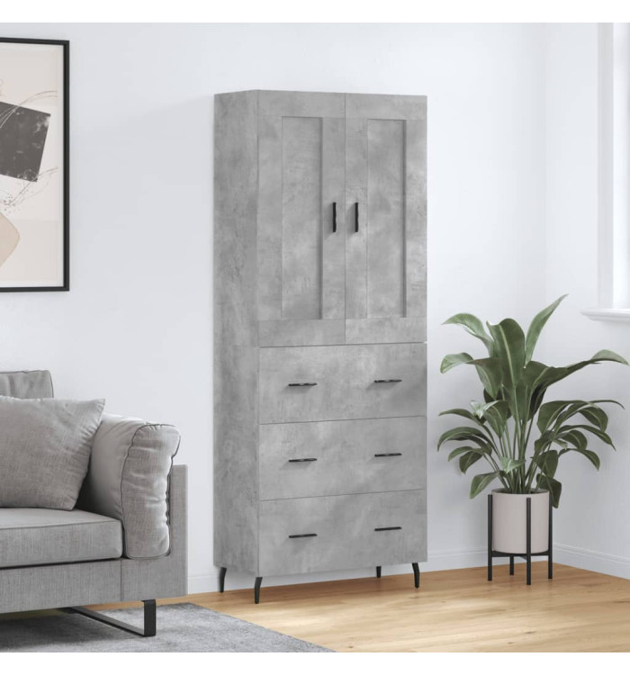Buffet haut Gris béton 69,5x34x180 cm Bois d'ingénierie | Mobilier & Déco