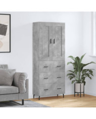 Buffet haut Gris béton 69,5x34x180 cm Bois d'ingénierie | Mobilier & Déco