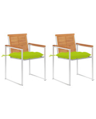 Chaises de jardin avec coussins lot de 2 Acacia solide et acier | Mobilier & Déco