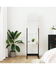 Armoire à bijoux avec miroir sur pied noir 42x38x152 cm | Mobilier & Déco