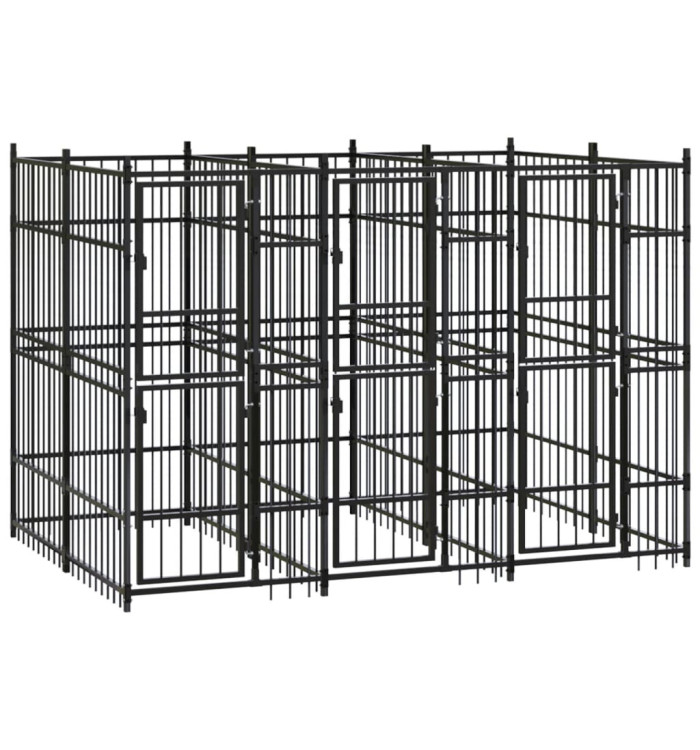 Chenil d'extérieur pour chiens Acier 5,53 m² | Mobilier & Déco