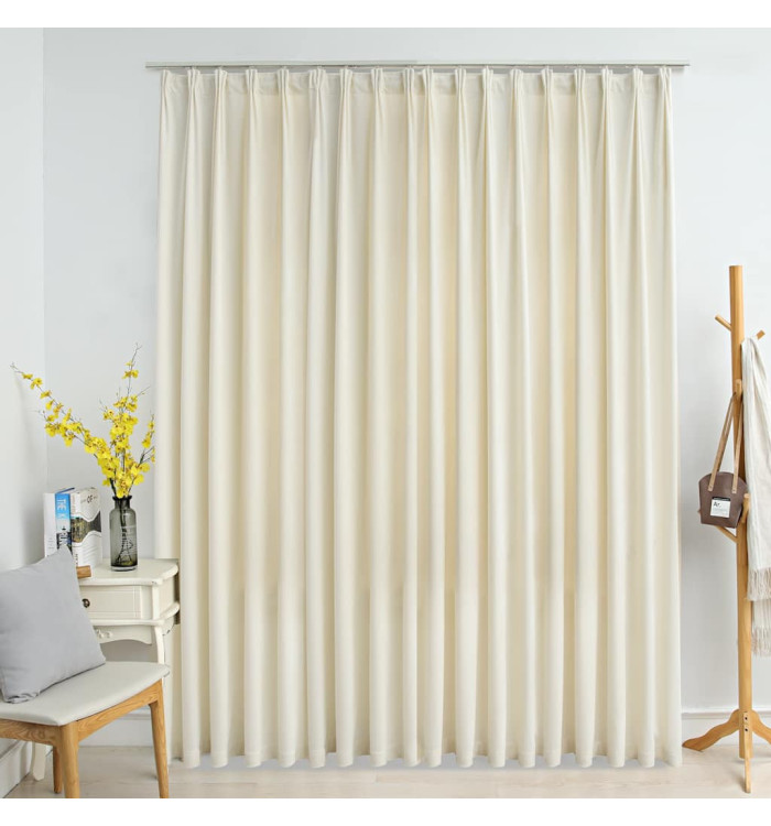 Rideau occultant avec crochets Velours Crème 290x245 cm | Mobilier & Déco
