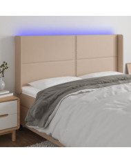 Tête de lit à LED Cappuccino 203x16x118/128 cm Similicuir | Mobilier & Déco