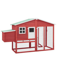 Poulailler avec nichoir Rouge et blanc Bois de sapin massif | Mobilier & Déco