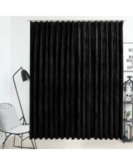 Rideau occultant avec crochets Velours Noir 290x245 cm | Mobilier & Déco