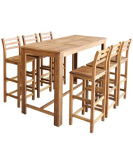 Table et chaises de bar 7 pcs Bois d'acacia massif | Mobilier & Déco