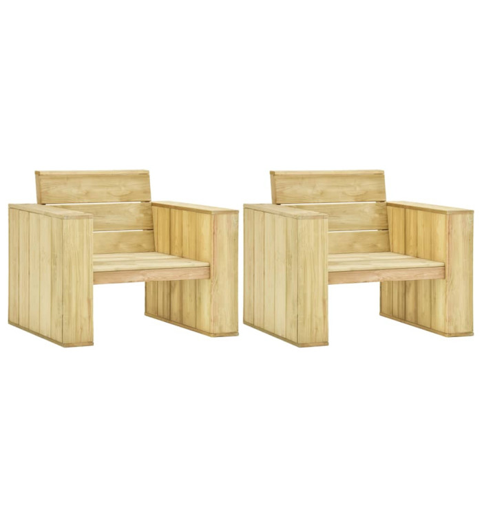 Chaises de jardin lot de 2 89x76x76 cm Bois de pin imprégné | Mobilier & Déco