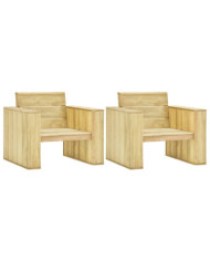 Chaises de jardin lot de 2 89x76x76 cm Bois de pin imprégné | Mobilier & Déco