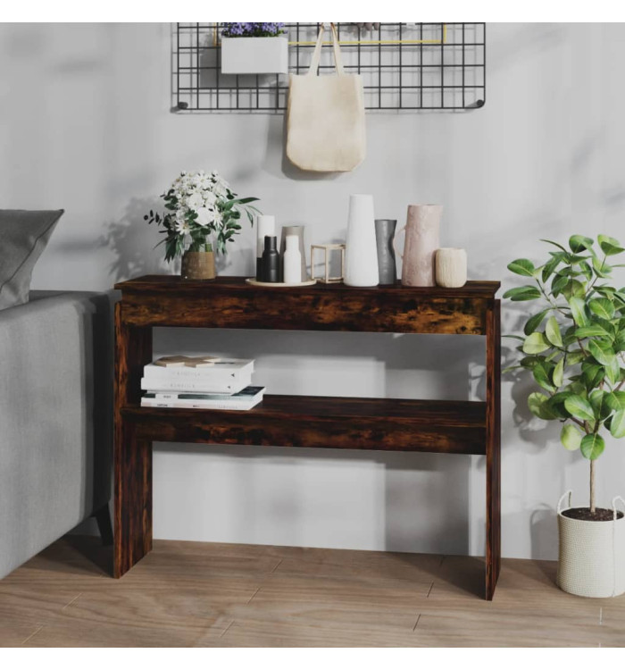 Table console Chêne fumé 102x30x80 cm Bois d'ingénierie | Mobilier & Déco