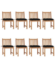 Chaises de jardin lot de 8 avec coussins Bois de teck massif | Mobilier & Déco