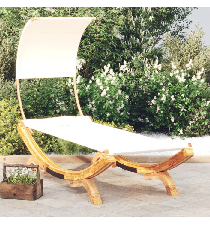 Lit repos avec auvent 100x200x126 cm Bois courbé massif Crème | Mobilier & Déco
