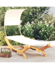 Lit repos avec auvent 100x200x126 cm Bois courbé massif Crème | Mobilier & Déco