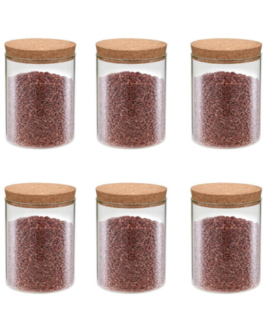 6 pcs Pots de conservation en verre et couvercle en liège 650ml | Mobilier & Déco
