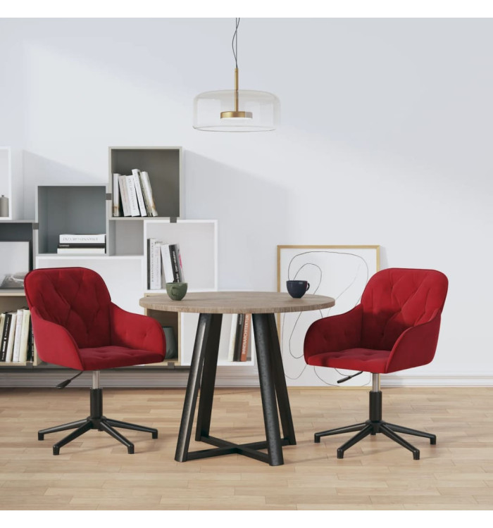 Chaises pivotantes à manger lot de 2 Rouge bordeaux Velours | Mobilier & Déco
