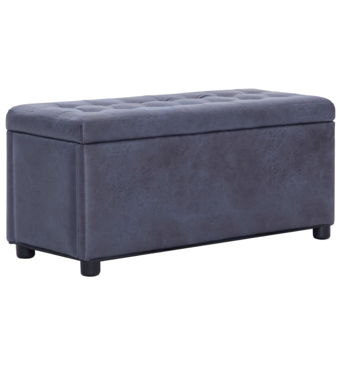 Pouf de rangement 87,5 cm Gris Similicuir daim | Mobilier & Déco